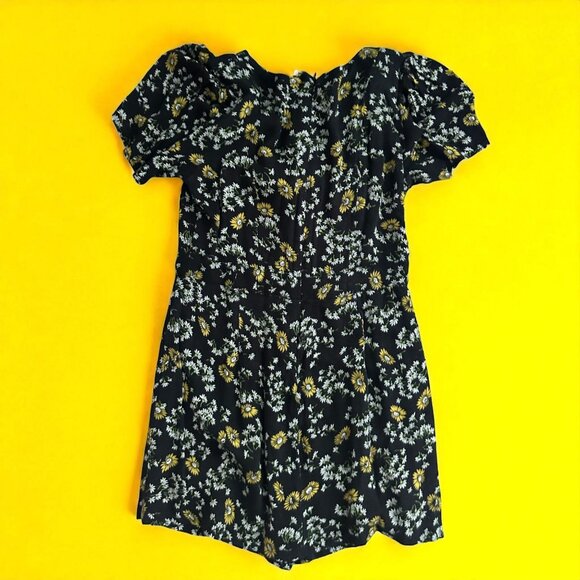 FREE PEOPLE Floral Black Yellow Cutout Romper Size 2 - Picture 1 of 8